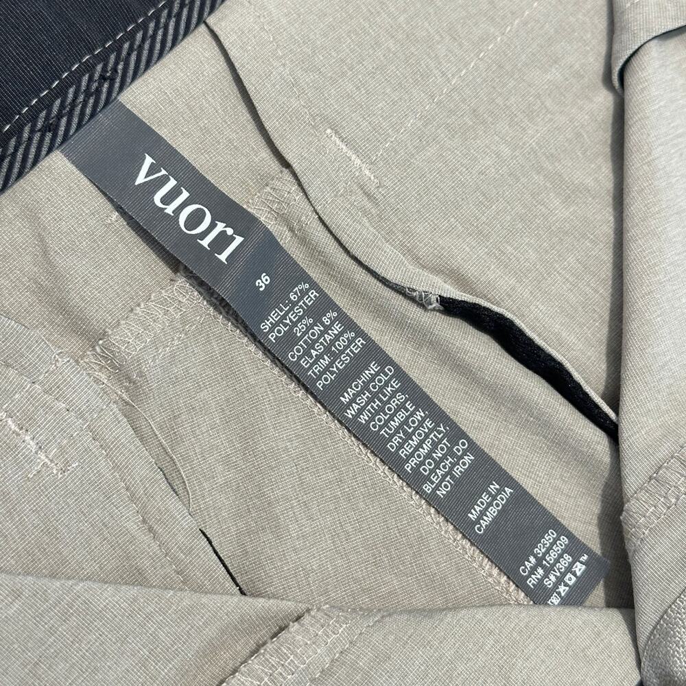 Vuori AIM Shorts V368 Mens 36 Stretch Performance Flat Front Khaki Athletic Golf - Picture 7 of 12